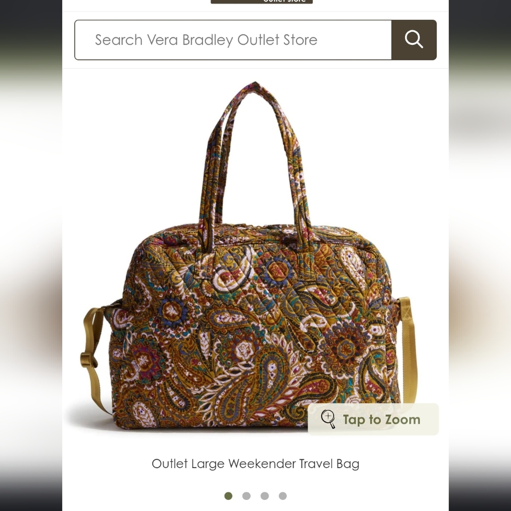 Vera Bradley Paisley Quilted Travel Bag in Brown and Gold
